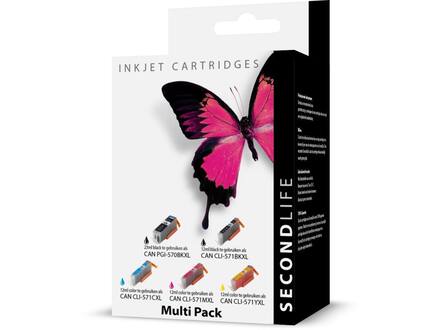 SecondLife Canon 570/571 Multipack Zwart + 3 kleuren